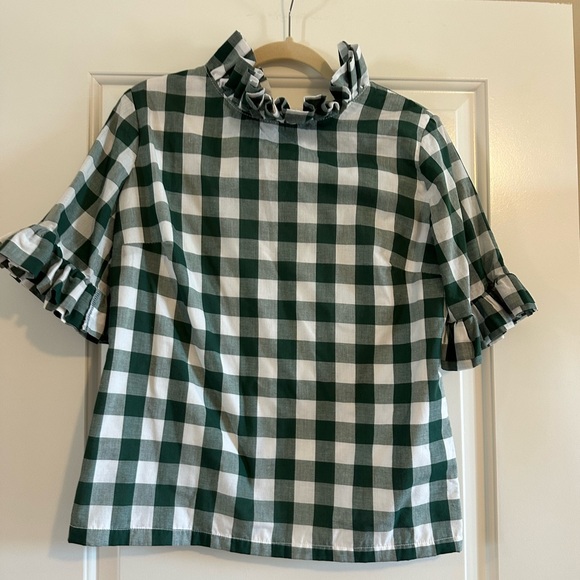 Elizabeth Wilson Tops - Elizabeth Wilson, Nancy Jane, green and white buffalo check, M
